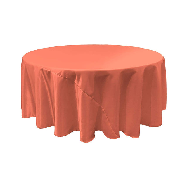 Coral Bridal Satin Round Tablecloth 120″