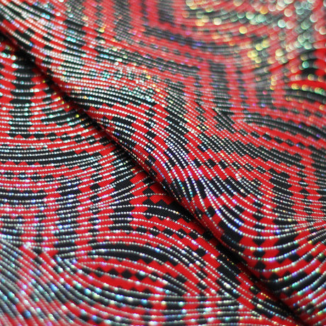 Zig Zag Racer Foil Polyester Spandex Fabric - Sparkly Chevron Foil Print, 58/60" Width (1 Yard)
