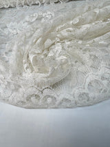 Cotton Lace Mesh Floral White Beige