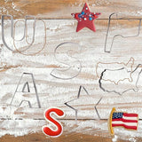 6 PCS Patriotic Metal Cookie Cutters, Labor Day USA Words American Flag Map Cutter Mold for Kitchen Baking Patriotic Party Stainless Steel Biscuits Cutters for Veterans Day Home Baking Gifts