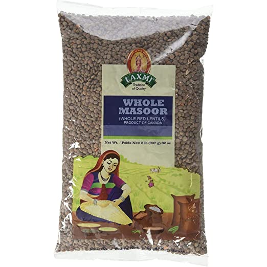 LAXMI WHOLE MASOOR/RED LENTILS (2 LB)