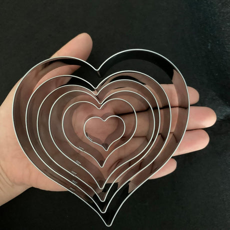 Heart Cookie Cutter Set-6 Pieces-4.25" 3.5" 3.0" 2.5" 1.7" 0.95"-Cookie Cutters Fondant