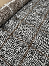 Wool Cotton Tweed Striped Checked Gray