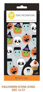 Wilton Halloween Frankenstein, witch, skull, and pumpkin Icons Royal Icing Decorations – 16 Count
