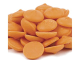 Merckens ORANGE Chocolate Flavored Candy Coating Wafers – 25 lb Wholesale Case