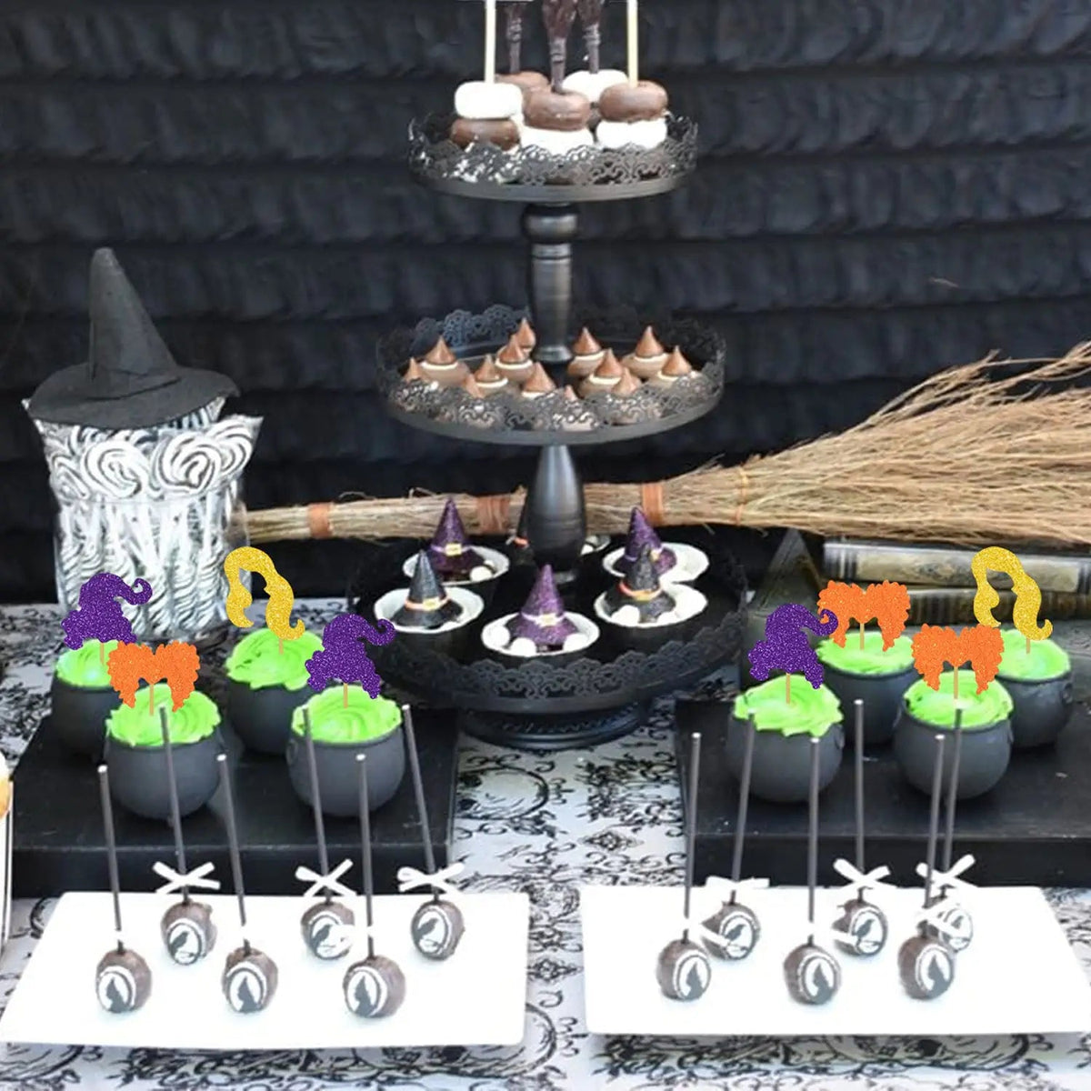Hocus Pocus Forever Sanderson Sisters Glitter Cupcake Picks set of 12 Halloween