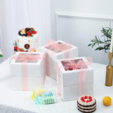 8" x 8" x 8" White Tall Layer Cake Bakery Boxes with Window Pastry Boxes