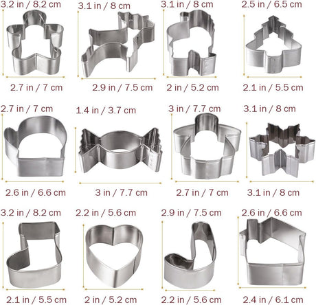 Christmas Cookie Cutters Set – 12 Pcs Gingerbread Men Christmas Tree Snowflake Candy Cane Stocking Mitten
