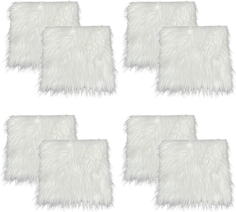 Faux Fur Fabric 8-Piece Square White 10x10