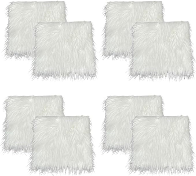 Faux Fur Fabric 8-Piece Square White 10x10