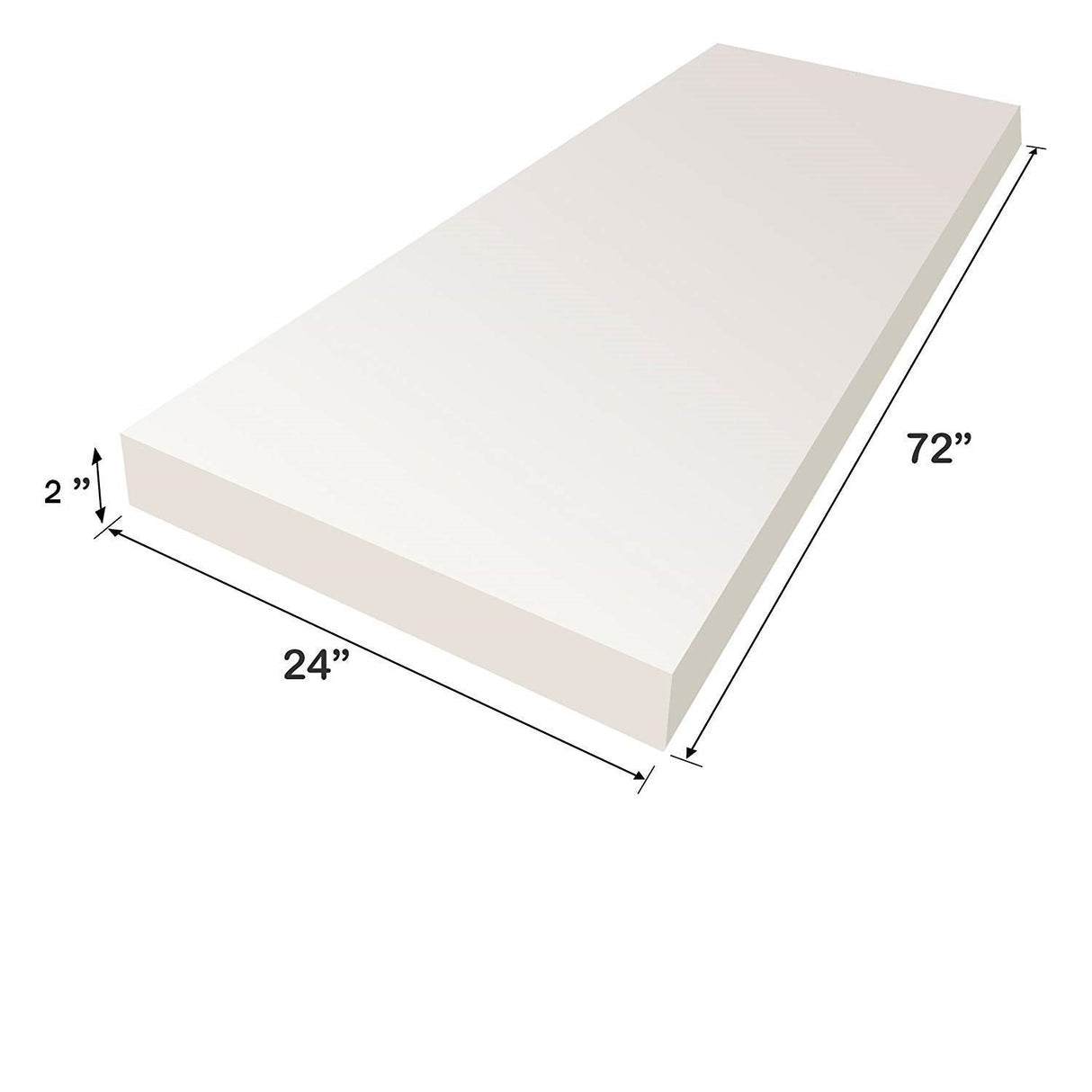 Regular Density Mattress Cushion Foam ( 2″ H x 24″ W x 72″ L )