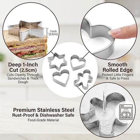 Heart Cookie Cutter Set-6 Pieces-4.25" 3.5" 3.0" 2.5" 1.7" 0.95"-Cookie Cutters Fondant