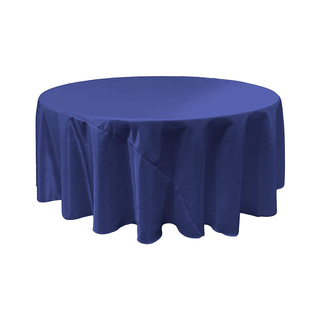 Royal Blue Bridal Satin Round Tablecloth 120″