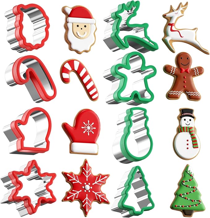 8-Piece Holiday Cookie Cutter Set – Christmas Shapes for Cookies, Fondant & Biscuits