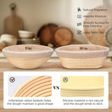 Bread Proofing Basket Set of 2, 9 Inch Round Sourdough Starter Kit, Bread Baking Supplies Tools with Proofing Basket for Bread Making, Dough Whisk, Bread Lame
