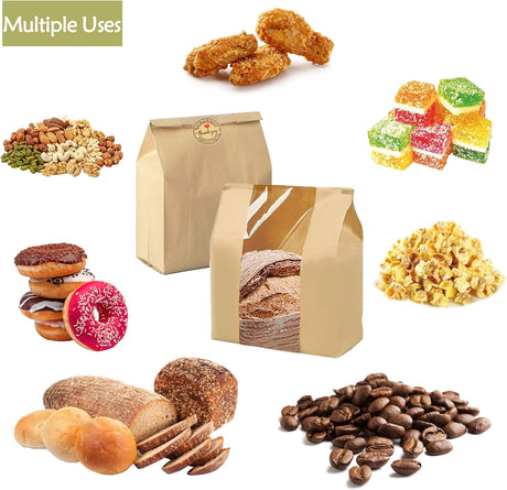 20 Paper Bread Bags for Homemade Bread (13.7x8.2x3.5 in), Sourdough Bread Bags with Window, Sourdough Storage Bread Bags for Bread Packaging