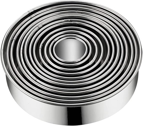12 PCS Round Cookie Cutters – Commercial Grade Stainless Steel Dough & Biscuit Cutters