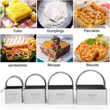 Square Biscuit Cutter Set – 4 Pcs Stainless Steel with Handle Professional Baking Tools Gift Package