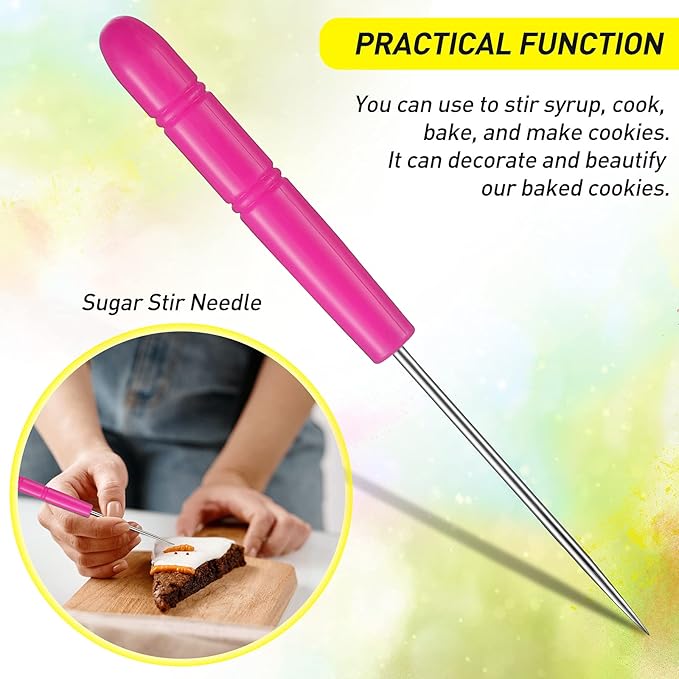 10 Pieces Plaque Frame Cookie Cutter Stainless Steel Biscuit Cutter Fondant Cake Decorating Tools and 6 Pieces Sugar Stirring Pins for Kitchen Baking