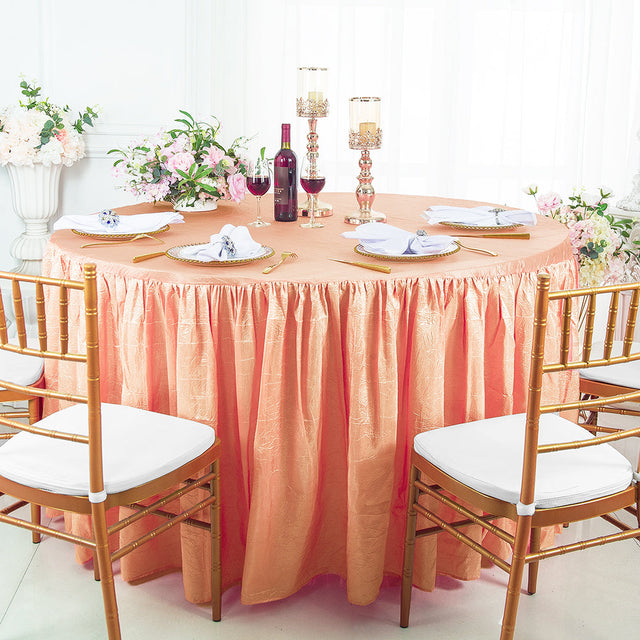 Round Crushed Taffeta Tablecloth With Skirt