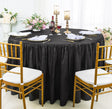Round Fitted Crushed Taffeta Tablecloth With Skirt Black