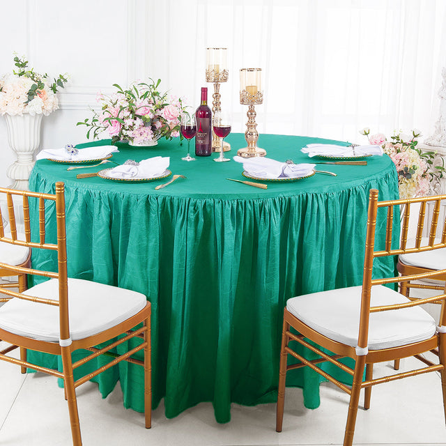 Round Crushed Taffeta Tablecloth With Skirt
