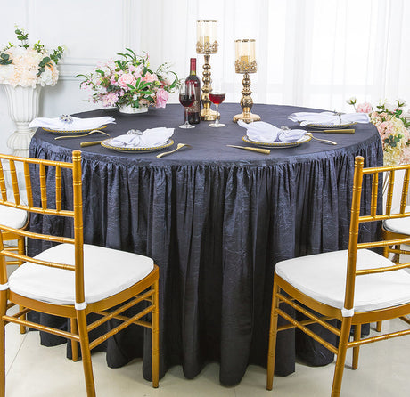 Luxury Round Ruffled Crushed Taffeta Tablecloth