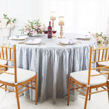 Luxury Round Ruffled Crushed Taffeta Tablecloth