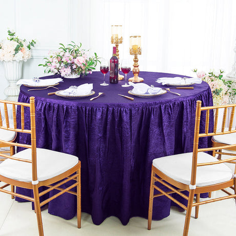 Luxury Round Ruffled Crushed Taffeta Tablecloth