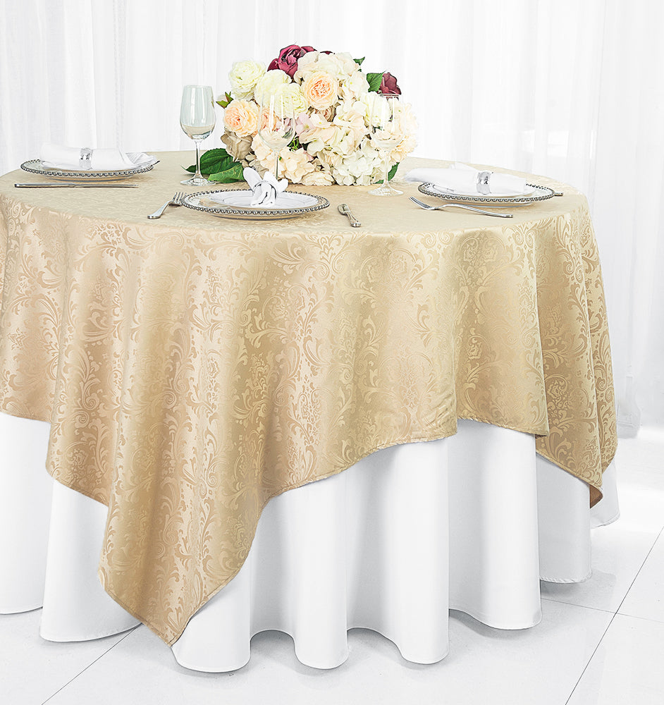 Square Floral Damask Jacquard Table Overlay 240 GSM