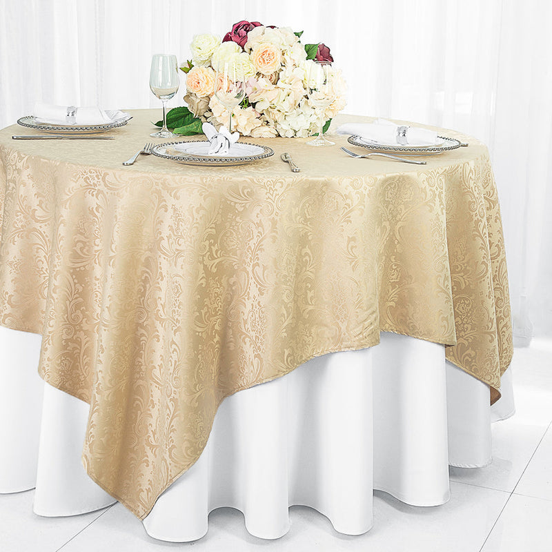 Square Polyester Table Overlay 72x72 Champagne