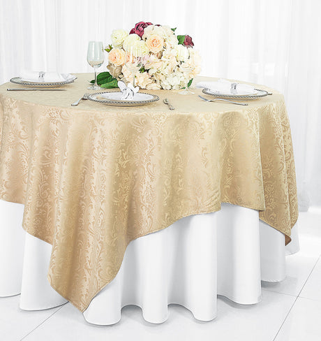 Square Polyester Table Overlay 72x72 Champagne