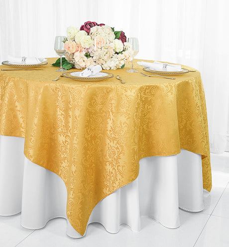Square Polyester Table Overlay 72x72 Gold