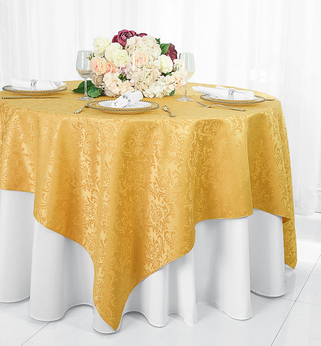 Square Polyester Table Overlay 72x72 Gold