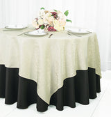Square Table Overlay Floral Damask Jacquard Polyester 72x72 Ivory