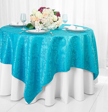 Square Polyester Table Overlay 72x72 Turquoise