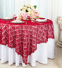 Square Lace Table Overlay 72x72 Apple Red
