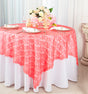 Square Lace Table Overlay 72x72 Coral