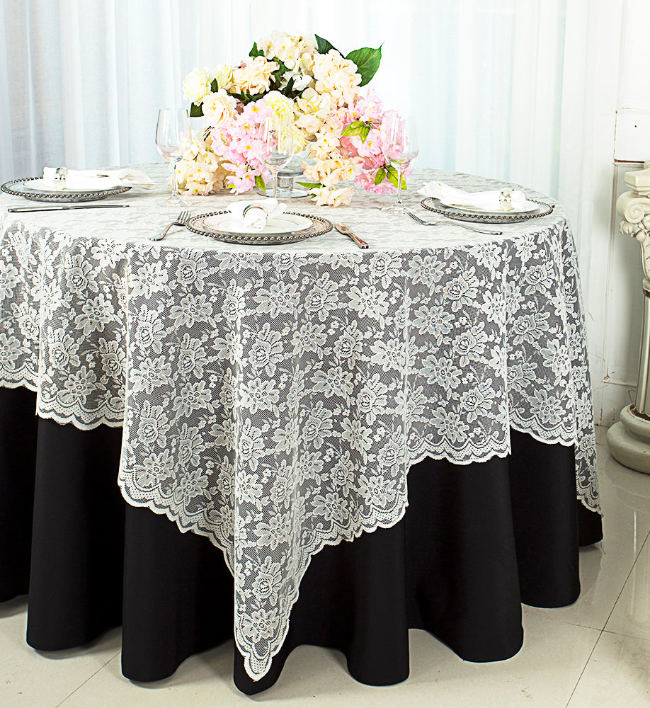 Lace Table Overlay 72" Square Ivory