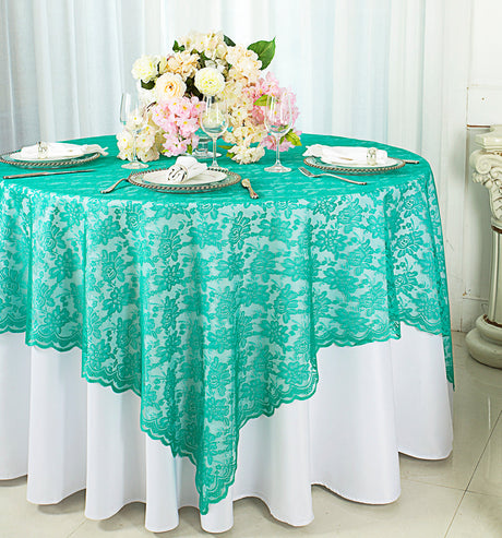 Square Lace Table Overlay 72x72 Jade