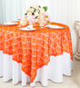 Square Lace Table Overlay 72x72 Orange