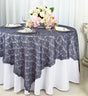 Lace Square Table Overlay 72x72 Pewter/Charcoal