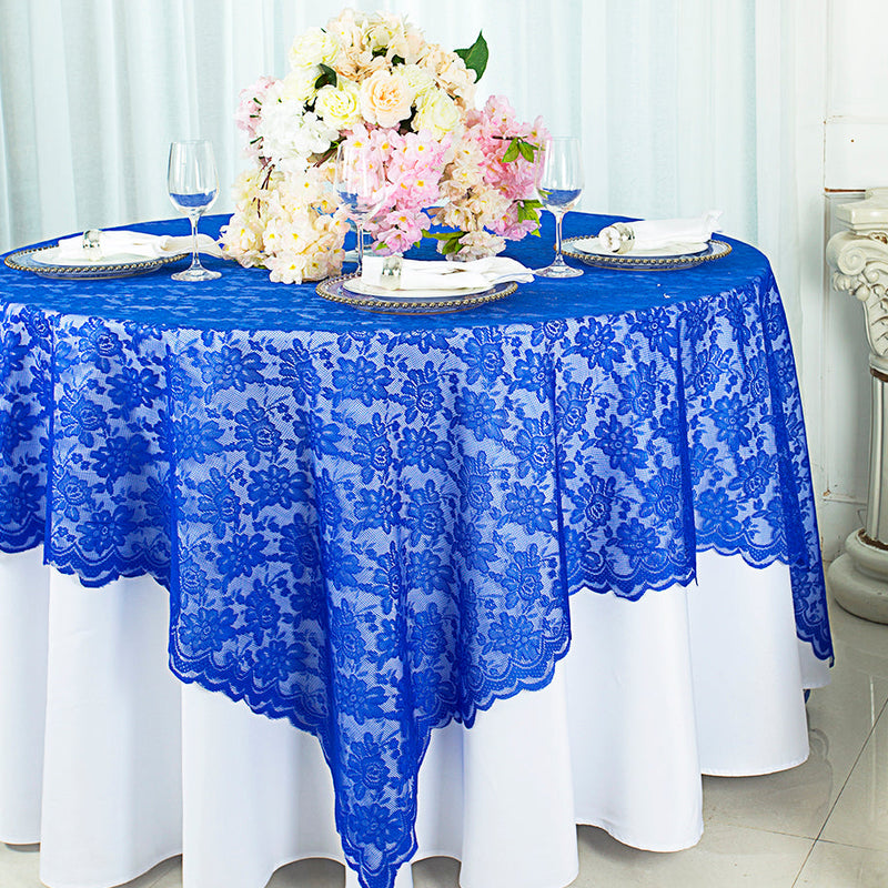 Lace Square Table Overlay 72x72 Royal Blue