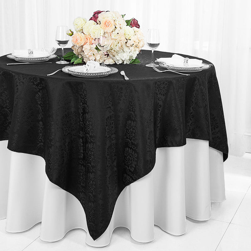 Square Polyester Table Overlay 72x72 Black