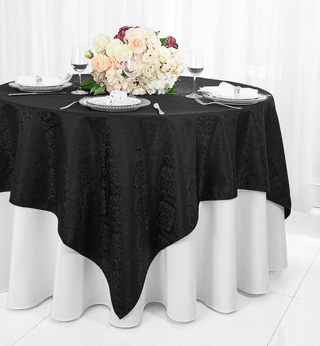 Square Polyester Table Overlay 72x72 Black