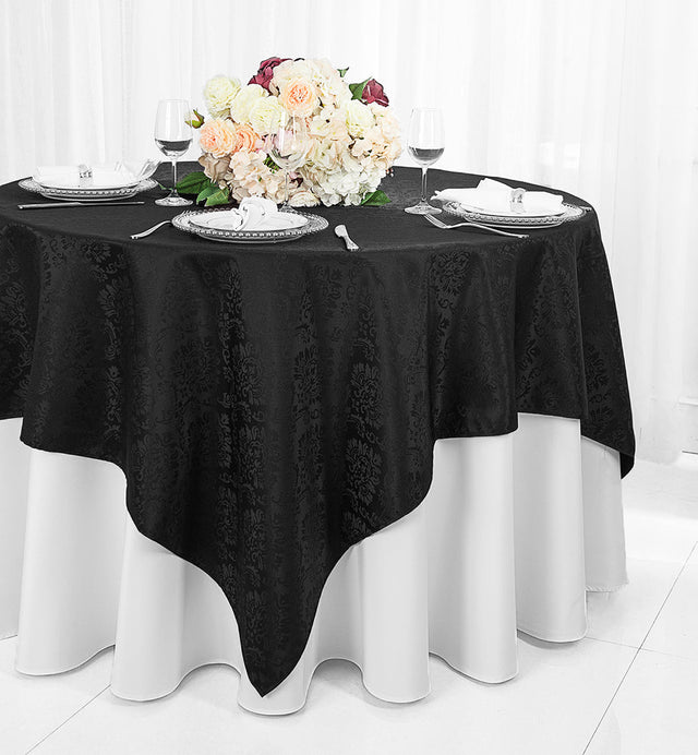 Square Polyester Table Overlay 72x72 Black