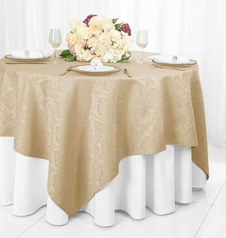Square Polyester Table Overlay 72x72 Champagne