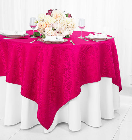 Square Polyester Table Overlay 72x72 Fuchsia
