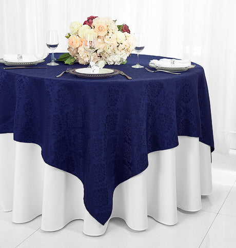 Square Polyester Table Overlay 72x72 Navy Blue