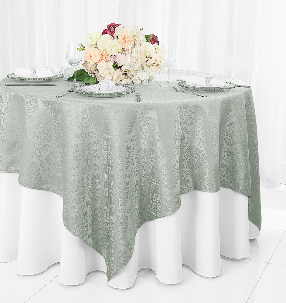 Square Polyester Table Overlay 72x72 Silver